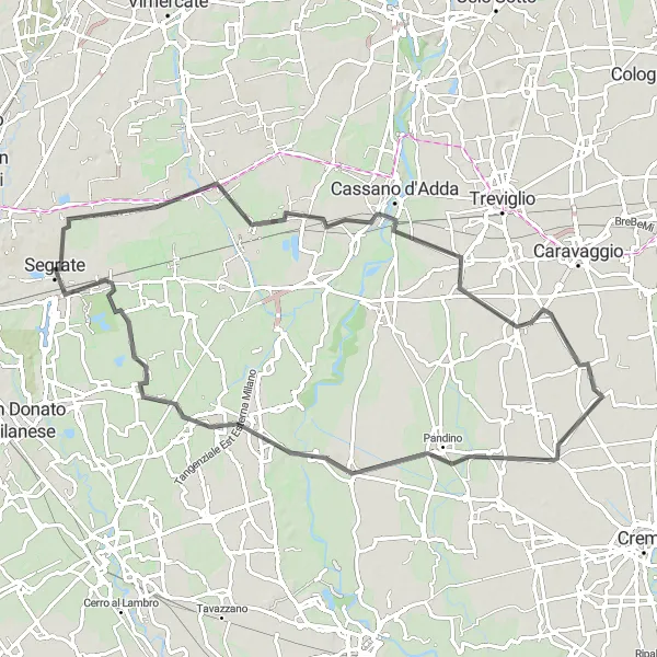 Miniaturní mapa "Tradiční okruh kolem Segrate" inspirace pro cyklisty v oblasti Lombardia, Italy. Vytvořeno pomocí plánovače tras Tarmacs.app