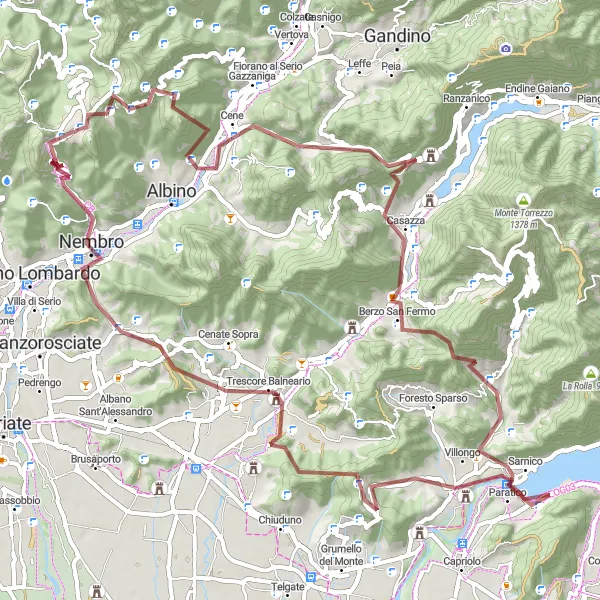 Miniatura della mappa di ispirazione al ciclismo "Giro ad Anello Berzo San Fermo" nella regione di Lombardia, Italy. Generata da Tarmacs.app, pianificatore di rotte ciclistiche