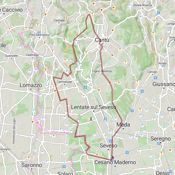 Map miniature of "The Gravel Adventure" cycling inspiration in Lombardia, Italy. Generated by Tarmacs.app cycling route planner