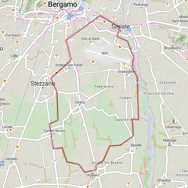 Karten-Miniaturansicht der Radinspiration "Rundfahrt um Seriate" in Lombardia, Italy. Erstellt vom Tarmacs.app-Routenplaner für Radtouren