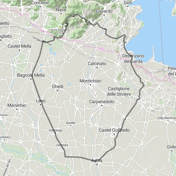 Kartminiatyr av "Serle - Rundresa till Gardasjön" cykelinspiration i Lombardia, Italy. Genererad av Tarmacs.app cykelruttplanerare