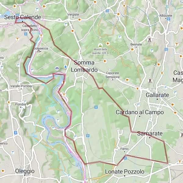 Miniature de la carte de l'inspiration cycliste "L'aventure de Monte Tabor en gravier" dans la Lombardia, Italy. Générée par le planificateur d'itinéraire cycliste Tarmacs.app