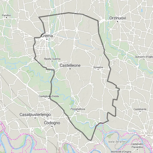 Miniatura mapy "Wycieczka przez Maleo i Genivolta" - trasy rowerowej w Lombardia, Italy. Wygenerowane przez planer tras rowerowych Tarmacs.app