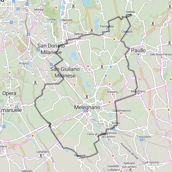 Karten-Miniaturansicht der Radinspiration "Entspannte Fahrradtour in Südmailand" in Lombardia, Italy. Erstellt vom Tarmacs.app-Routenplaner für Radtouren