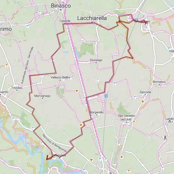 Map miniature of "The Gravel Adventure" cycling inspiration in Lombardia, Italy. Generated by Tarmacs.app cycling route planner