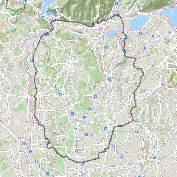 Miniatura della mappa di ispirazione al ciclismo "Giro dei Colli Lariani" nella regione di Lombardia, Italy. Generata da Tarmacs.app, pianificatore di rotte ciclistiche