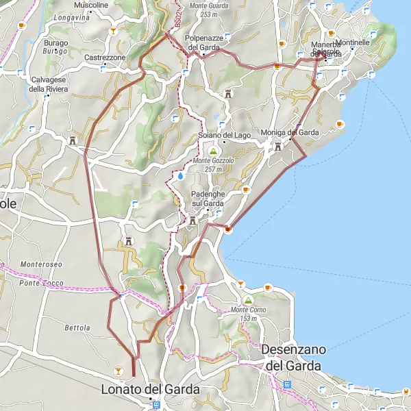Miniatuurkaart van de fietsinspiratie "Gravelroute van Solarolo naar Moniga del Garda" in Lombardia, Italy. Gemaakt door de Tarmacs.app fietsrouteplanner