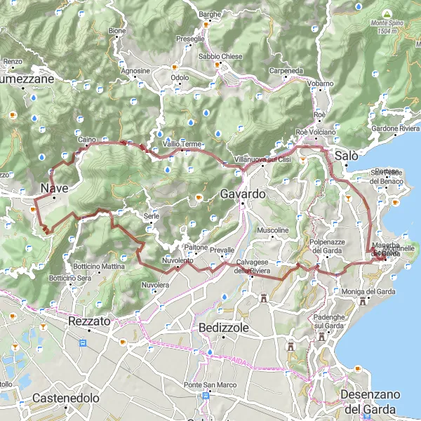 Zemljevid v pomanjšavi "Gorska pot Castello di Soiano - Solarolo" kolesarske inspiracije v Lombardia, Italy. Generirano z načrtovalcem kolesarskih poti Tarmacs.app