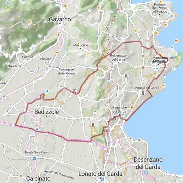 Mapa miniatúra "Gravel trasa so zaujímavými lokalitami" cyklistická inšpirácia v Lombardia, Italy. Vygenerované cyklistickým plánovačom trás Tarmacs.app