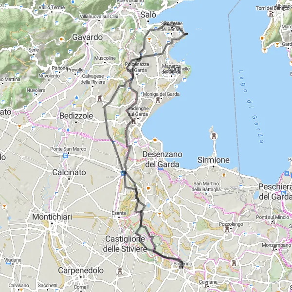 Kartminiatyr av "Sykkeltur til Monte Canale og Maguzzano" sykkelinspirasjon i Lombardia, Italy. Generert av Tarmacs.app sykkelrutoplanlegger