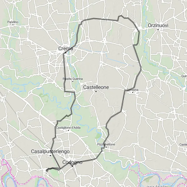 Miniatura mapy "Trasa rowerowa z Casalpusterlengo do Codogno" - trasy rowerowej w Lombardia, Italy. Wygenerowane przez planer tras rowerowych Tarmacs.app