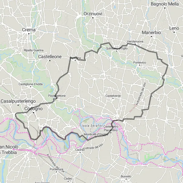 Miniatuurkaart van de fietsinspiratie "Uitdagende roadtrip door Lombardije" in Lombardia, Italy. Gemaakt door de Tarmacs.app fietsrouteplanner