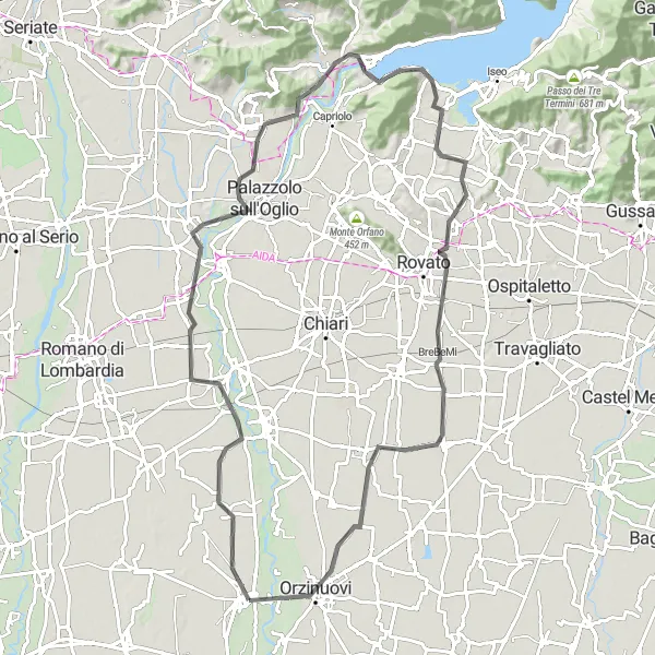 Miniatuurkaart van de fietsinspiratie "Roadtrip door Lombardije" in Lombardia, Italy. Gemaakt door de Tarmacs.app fietsrouteplanner