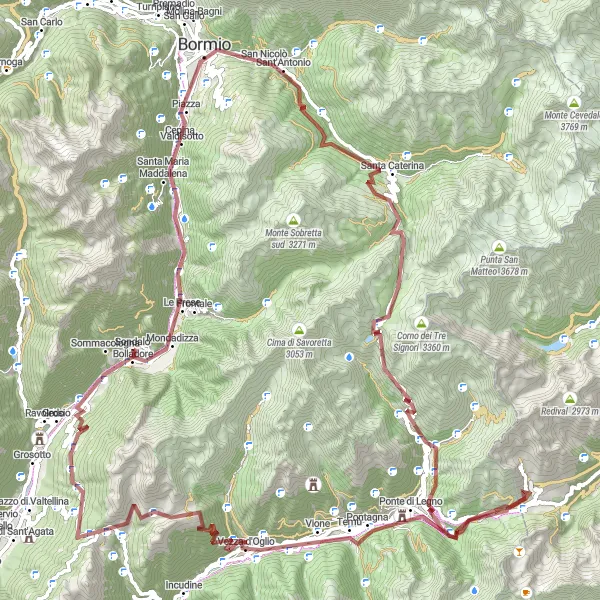 Zemljevid v pomanjšavi "Ekstremno kolesarjenje od Sondala do Tiola" kolesarske inspiracije v Lombardia, Italy. Generirano z načrtovalcem kolesarskih poti Tarmacs.app