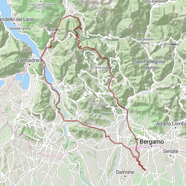 Miniaturekort af cykelinspirationen "Lecco til Monte Ubione Gravel Cykeltur" i Lombardia, Italy. Genereret af Tarmacs.app cykelruteplanlægger