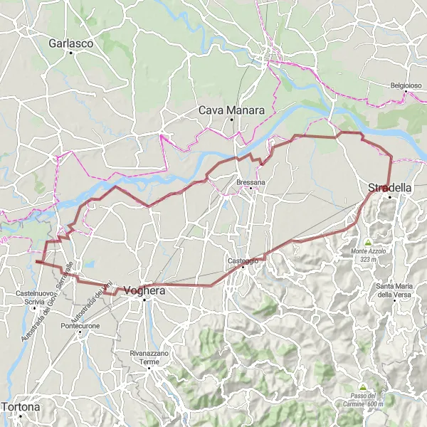 Miniatua del mapa de inspiración ciclista "Ruta de Ciclismo de Grava Molino dei Torti" en Lombardia, Italy. Generado por Tarmacs.app planificador de rutas ciclistas