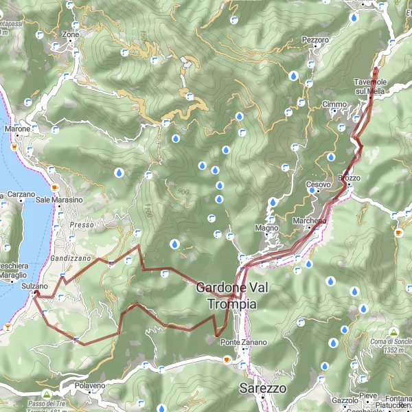Miniature de la carte de l'inspiration cycliste "Exploration Naturelle de Tavernole sul Mella" dans la Lombardia, Italy. Générée par le planificateur d'itinéraire cycliste Tarmacs.app