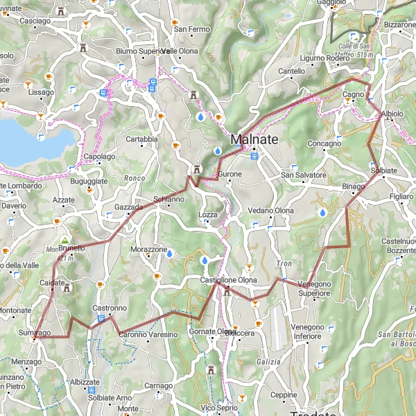 Miniaturní mapa "Scenic Gravel Route through Lombardia" inspirace pro cyklisty v oblasti Lombardia, Italy. Vytvořeno pomocí plánovače tras Tarmacs.app