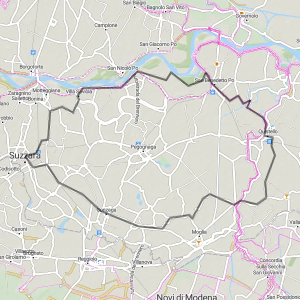 Miniatura della mappa di ispirazione al ciclismo "Giro in bicicletta Villa Saviola" nella regione di Lombardia, Italy. Generata da Tarmacs.app, pianificatore di rotte ciclistiche