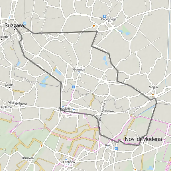 Miniatura mapy "Trasa rowerowa Novi di Modena" - trasy rowerowej w Lombardia, Italy. Wygenerowane przez planer tras rowerowych Tarmacs.app