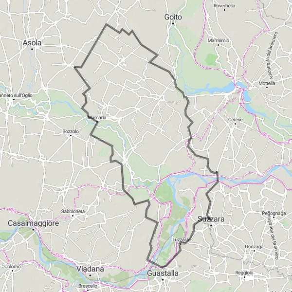 Miniatura mapy "Przejażdżka do Guastalla" - trasy rowerowej w Lombardia, Italy. Wygenerowane przez planer tras rowerowych Tarmacs.app