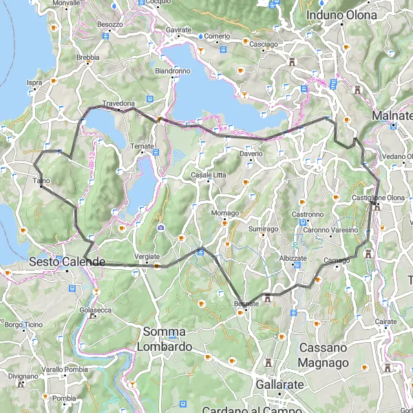 Miniatuurkaart van de fietsinspiratie "Verkenning van Castiglione Olona en Monte Martino" in Lombardia, Italy. Gemaakt door de Tarmacs.app fietsrouteplanner