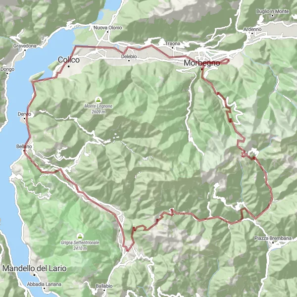 Kartminiatyr av "Grusvägscykling runt Talamona" cykelinspiration i Lombardia, Italy. Genererad av Tarmacs.app cykelruttplanerare