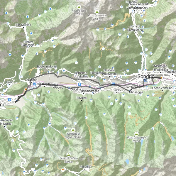 Miniatura mapy "Wycieczka przez zachodnią Lombardię" - trasy rowerowej w Lombardia, Italy. Wygenerowane przez planer tras rowerowych Tarmacs.app