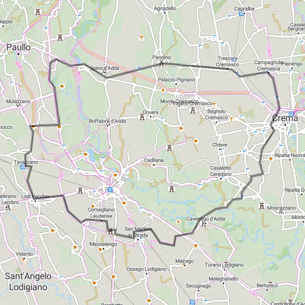 Miniatura della mappa di ispirazione al ciclismo "Passeggiata in Bici da Zelo Buon Persico a Lodi Vecchio" nella regione di Lombardia, Italy. Generata da Tarmacs.app, pianificatore di rotte ciclistiche