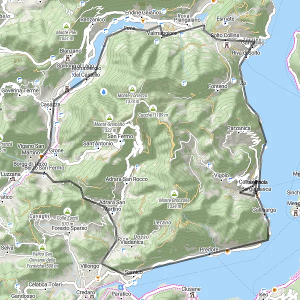 Miniaturní mapa "Scenic Road Cycling Route: Tavernola Bergamasca Loop" inspirace pro cyklisty v oblasti Lombardia, Italy. Vytvořeno pomocí plánovače tras Tarmacs.app