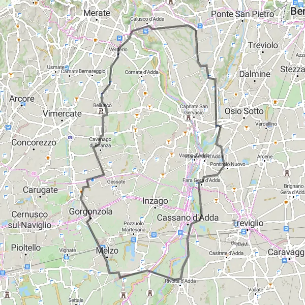 Zemljevid v pomanjšavi "72 km Alpenpanorama Tour" kolesarske inspiracije v Lombardia, Italy. Generirano z načrtovalcem kolesarskih poti Tarmacs.app