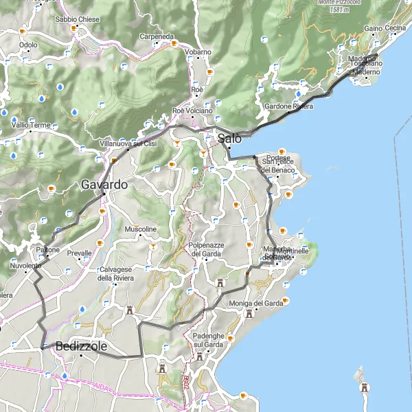 Map miniature of "Spectacular Cycling Route from Toscolano Maderno" cycling inspiration in Lombardia, Italy. Generated by Tarmacs.app cycling route planner