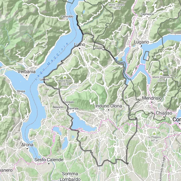 Miniatua del mapa de inspiración ciclista "Ruta de ciclismo de carretera a través de lombardia" en Lombardia, Italy. Generado por Tarmacs.app planificador de rutas ciclistas