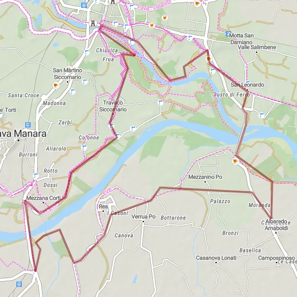 Miniature de la carte de l'inspiration cycliste "Sentiers Gravel à travers la Campagne Verdoyante" dans la Lombardia, Italy. Générée par le planificateur d'itinéraire cycliste Tarmacs.app
