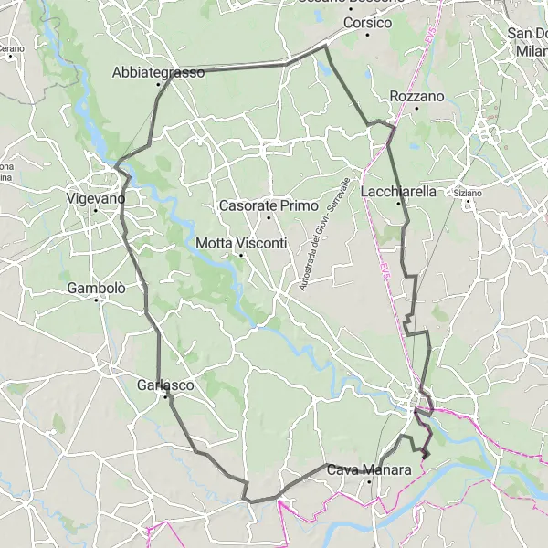 Miniature de la carte de l'inspiration cycliste "Circuit des Châteaux Lombards" dans la Lombardia, Italy. Générée par le planificateur d'itinéraire cycliste Tarmacs.app