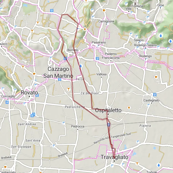 Miniatura della mappa di ispirazione al ciclismo "Esplorando i sentieri sterrati" nella regione di Lombardia, Italy. Generata da Tarmacs.app, pianificatore di rotte ciclistiche