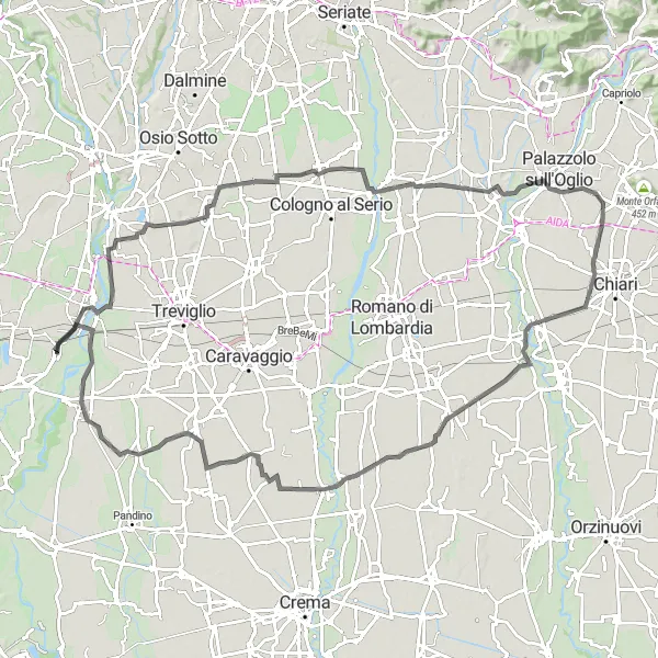 Karten-Miniaturansicht der Radinspiration "Radfahren entlang des Adda-Flusses" in Lombardia, Italy. Erstellt vom Tarmacs.app-Routenplaner für Radtouren