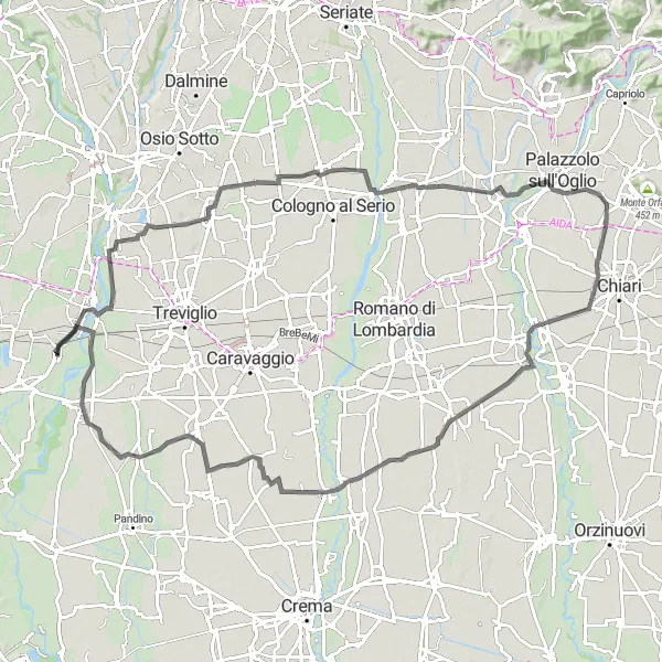 Miniaturekort af cykelinspirationen "Muratella til Albignano d'Adda" i Lombardia, Italy. Genereret af Tarmacs.app cykelruteplanlægger