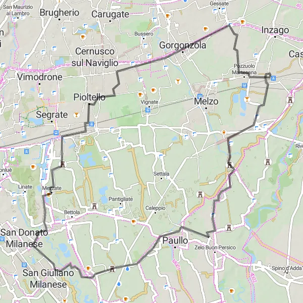 Karten-Miniaturansicht der Radinspiration "Kulturelle Highlights entlang der Straße" in Lombardia, Italy. Erstellt vom Tarmacs.app-Routenplaner für Radtouren