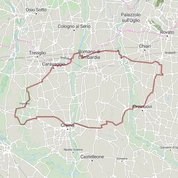 Miniaturní mapa "Gravelový okruh kolem Trenzana" inspirace pro cyklisty v oblasti Lombardia, Italy. Vytvořeno pomocí plánovače tras Tarmacs.app