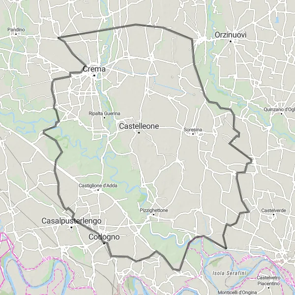 Map miniature of "Countryside Escape" cycling inspiration in Lombardia, Italy. Generated by Tarmacs.app cycling route planner