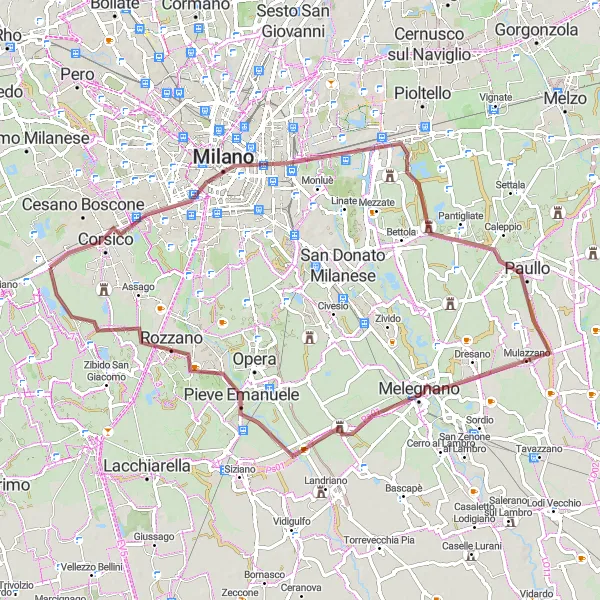 Miniatura mapy "Trasa przez okolice Trezzano sul Naviglio" - trasy rowerowej w Lombardia, Italy. Wygenerowane przez planer tras rowerowych Tarmacs.app