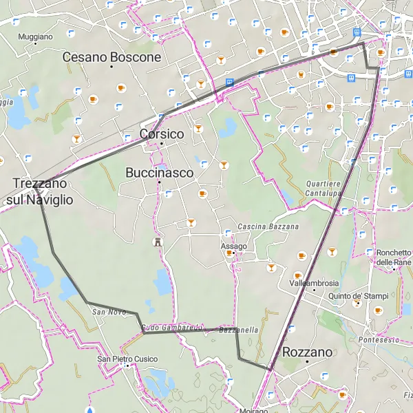 Miniatuurkaart van de fietsinspiratie "Korte fietstocht naar nabijgelegen steden" in Lombardia, Italy. Gemaakt door de Tarmacs.app fietsrouteplanner