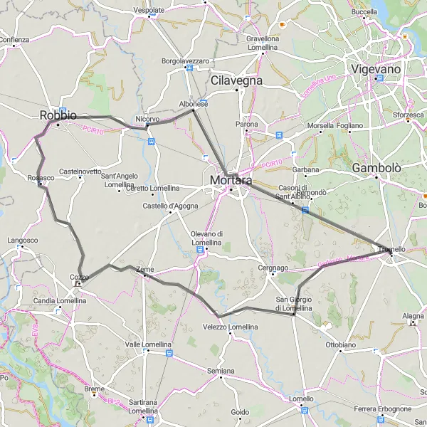 Miniatura mapy "Trasa rowerowa do Nicorvo" - trasy rowerowej w Lombardia, Italy. Wygenerowane przez planer tras rowerowych Tarmacs.app