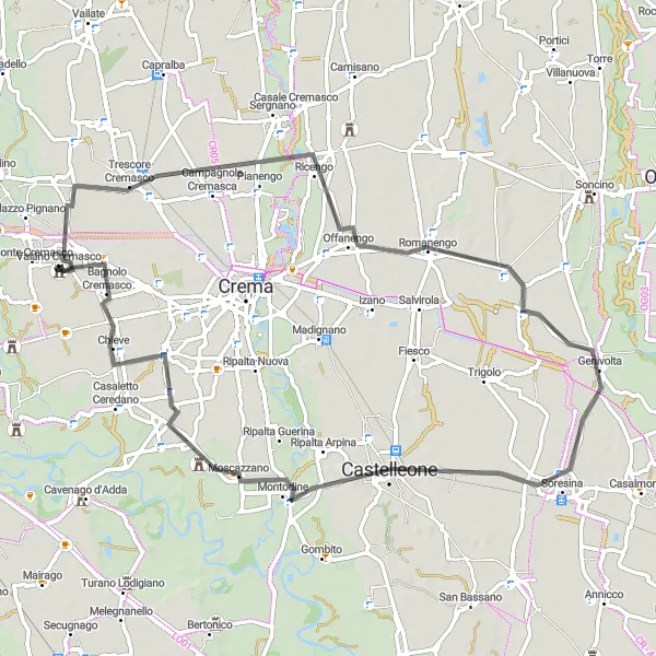 Miniatura mapy "Trasa rowerowa Campagnola Cremasca - Montodine" - trasy rowerowej w Lombardia, Italy. Wygenerowane przez planer tras rowerowych Tarmacs.app