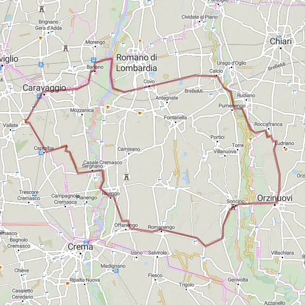 Karten-Miniaturansicht der Radinspiration "Entspannte Fahrt durch Covo und Ricengo" in Lombardia, Italy. Erstellt vom Tarmacs.app-Routenplaner für Radtouren