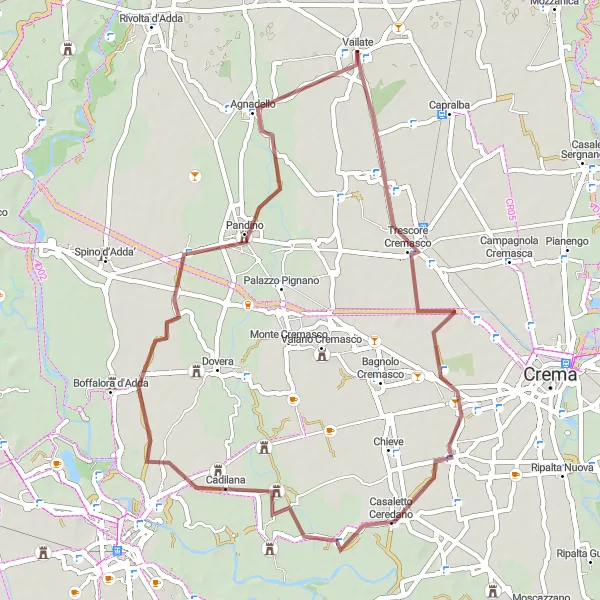 Miniatura mapy "Trasa gravelowa z Vailate do Lombardii" - trasy rowerowej w Lombardia, Italy. Wygenerowane przez planer tras rowerowych Tarmacs.app