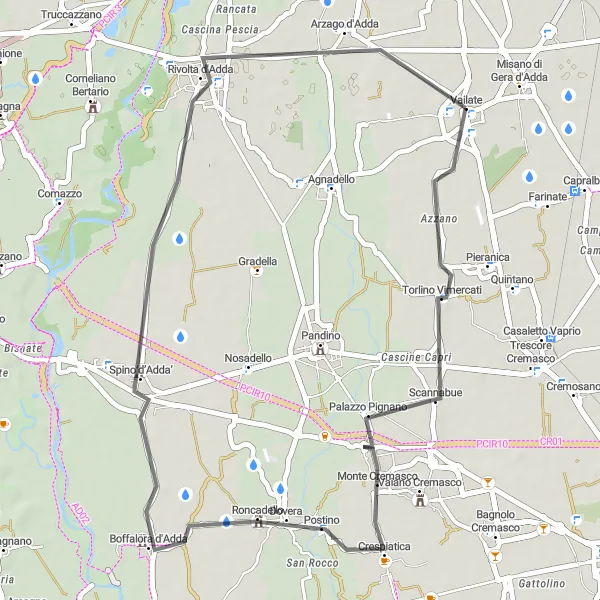Miniaturní mapa "Cyklostezka okolo Vailate" inspirace pro cyklisty v oblasti Lombardia, Italy. Vytvořeno pomocí plánovače tras Tarmacs.app