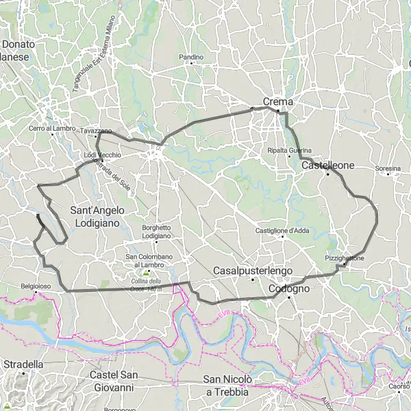 Kartminiatyr av "Historiska städer och vackra landskap" cykelinspiration i Lombardia, Italy. Genererad av Tarmacs.app cykelruttplanerare