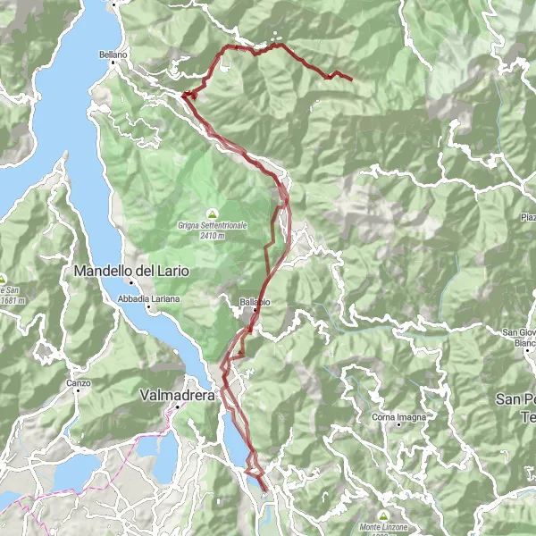 Miniatura mapy "Trasa Valgreghentino - Lecco - Valgreghentino" - trasy rowerowej w Lombardia, Italy. Wygenerowane przez planer tras rowerowych Tarmacs.app